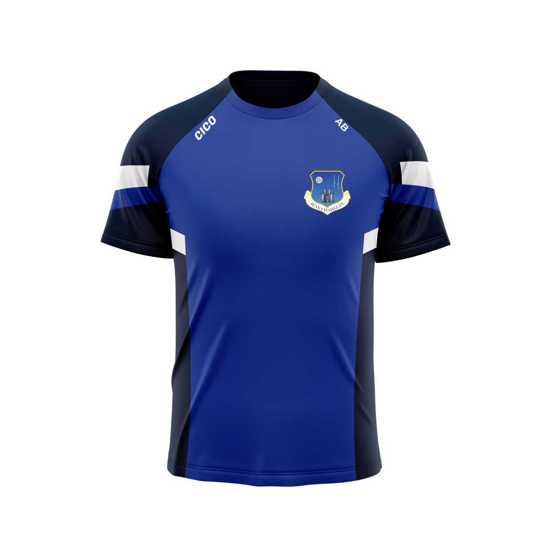 Oldcastle GAA & LGFA kid's royal and navy leisure t-shirt - front