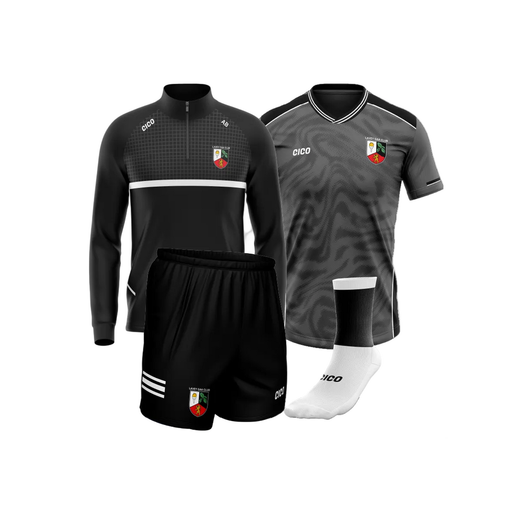 Lavey GAA Club Kids Half Zip, Training Jersey, Gaelic Shorts and Socks Pack