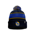 Aughawillan GAA navy, royal blue and gold bobble hat with club crest