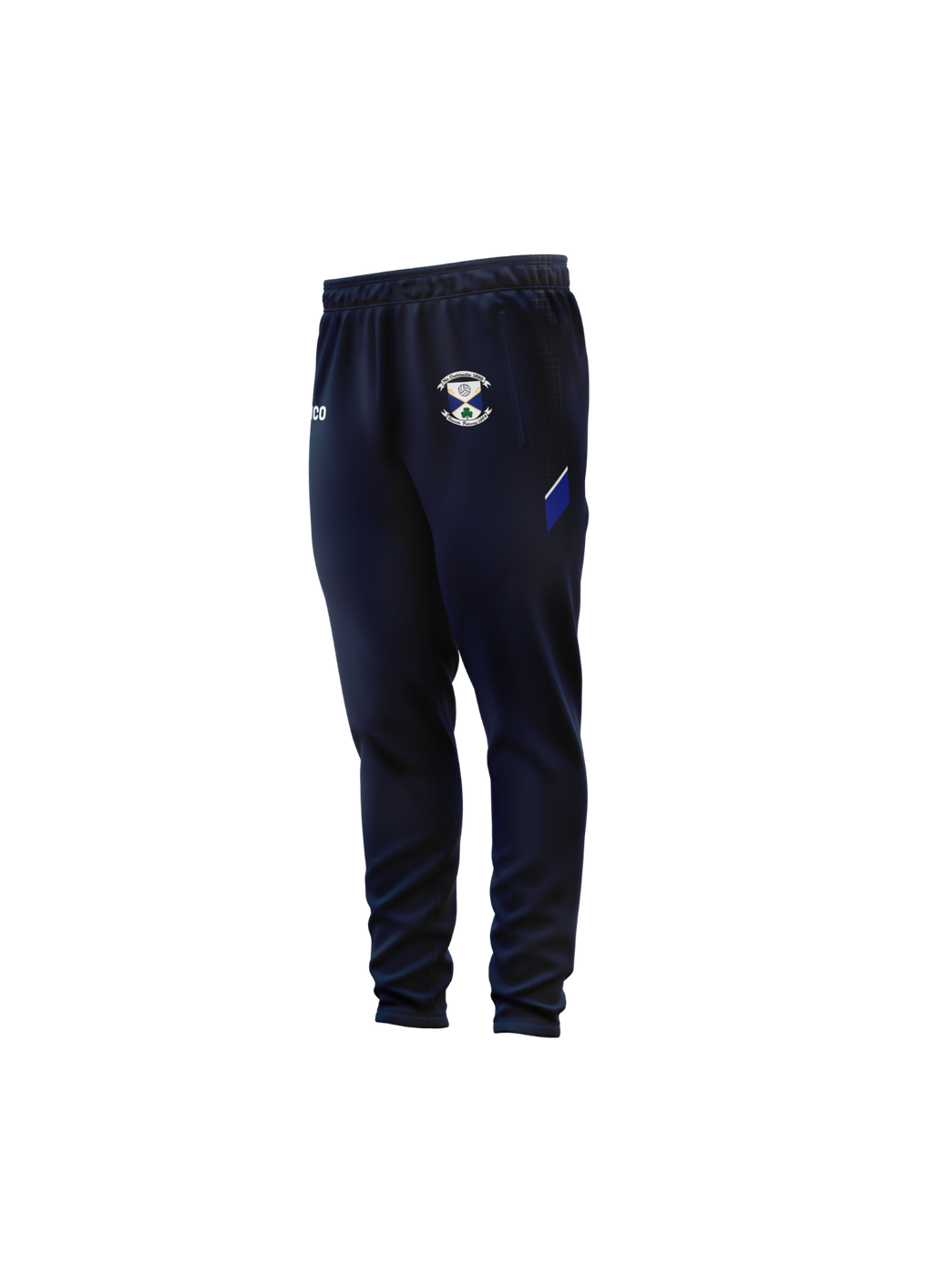Arva GAA navy skinnies with club crest and royal blue trim – front