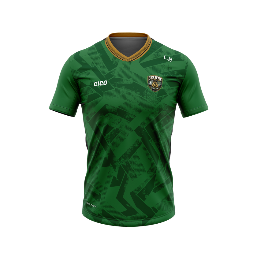 Breifne Boxing Club kid's bottle green training jersey with gold collar and club crest