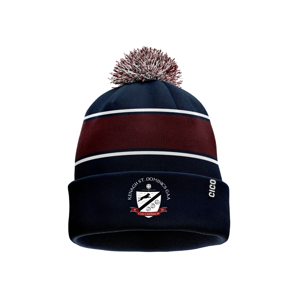 Kenagh St. Dominic's GAA navy and maroon bobble hat with club crest - Cico Sports