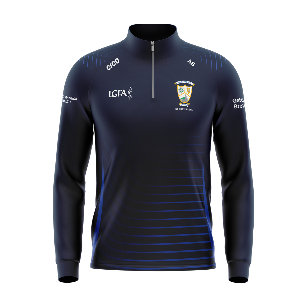 St Mary's LGFA Granard navy half zip with royal blue detail and club crest - LGFA clothing by Cico Sports