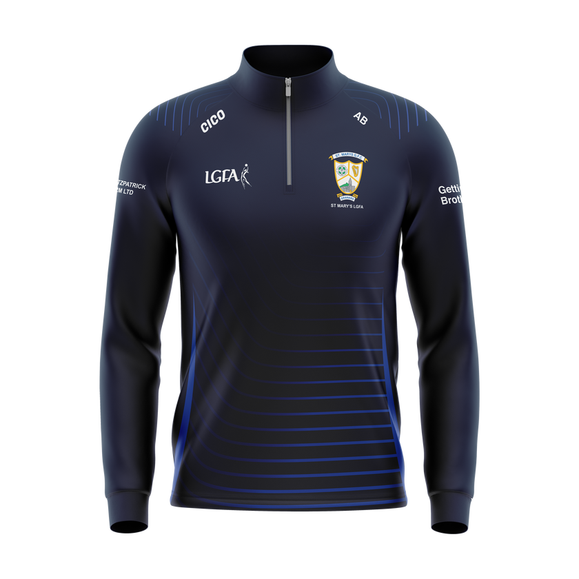 St Mary's LGFA Granard navy half zip with royal blue detail and club crest - LGFA clothing by Cico Sports