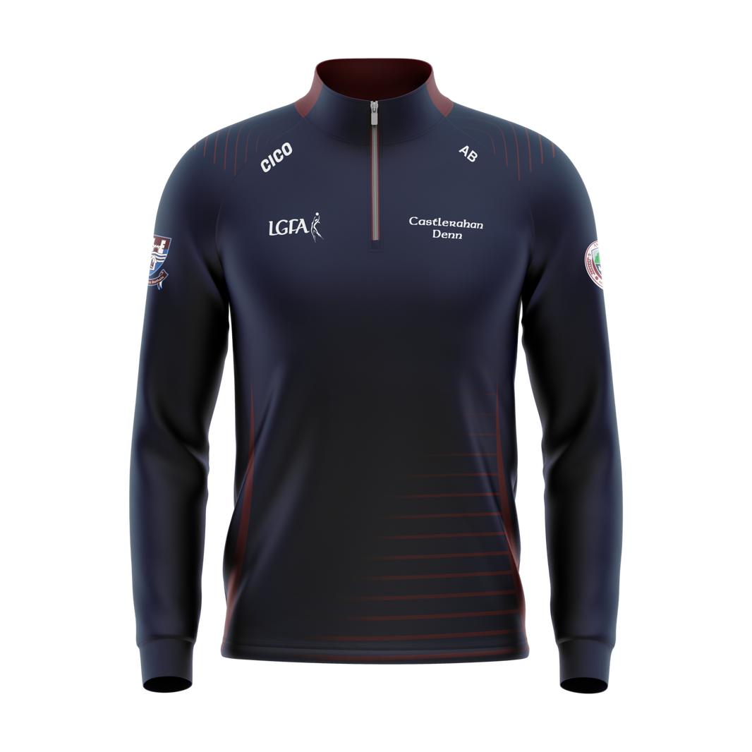 Castlerahan-Denn LGFA kid's navy half zip with maroon detail - LGFA clothing