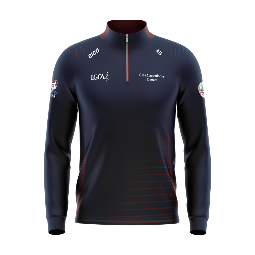 Castlerahan-Denn LGFA unisex navy half zip with maroon detail - LGFA clothing