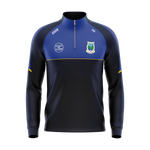 Cloone GAA navy and royal blue half zip with Cloone crest and dark gold chest line - GAA clothing by Cico Sports