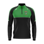 St Barrys GAA kid's half zip in black and emerald green with club crest