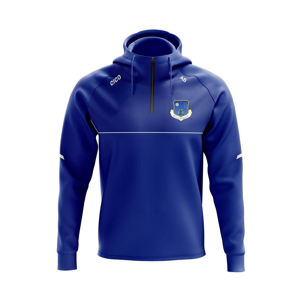 Oldcastle GAA & LGFA kid's royal quarter-zip hoodie - front