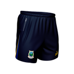 Cloone GAA navy leisure shorts with zip pocket, royal blue and gold side panel and Cloone crest - GAA clothing by Cico Sports