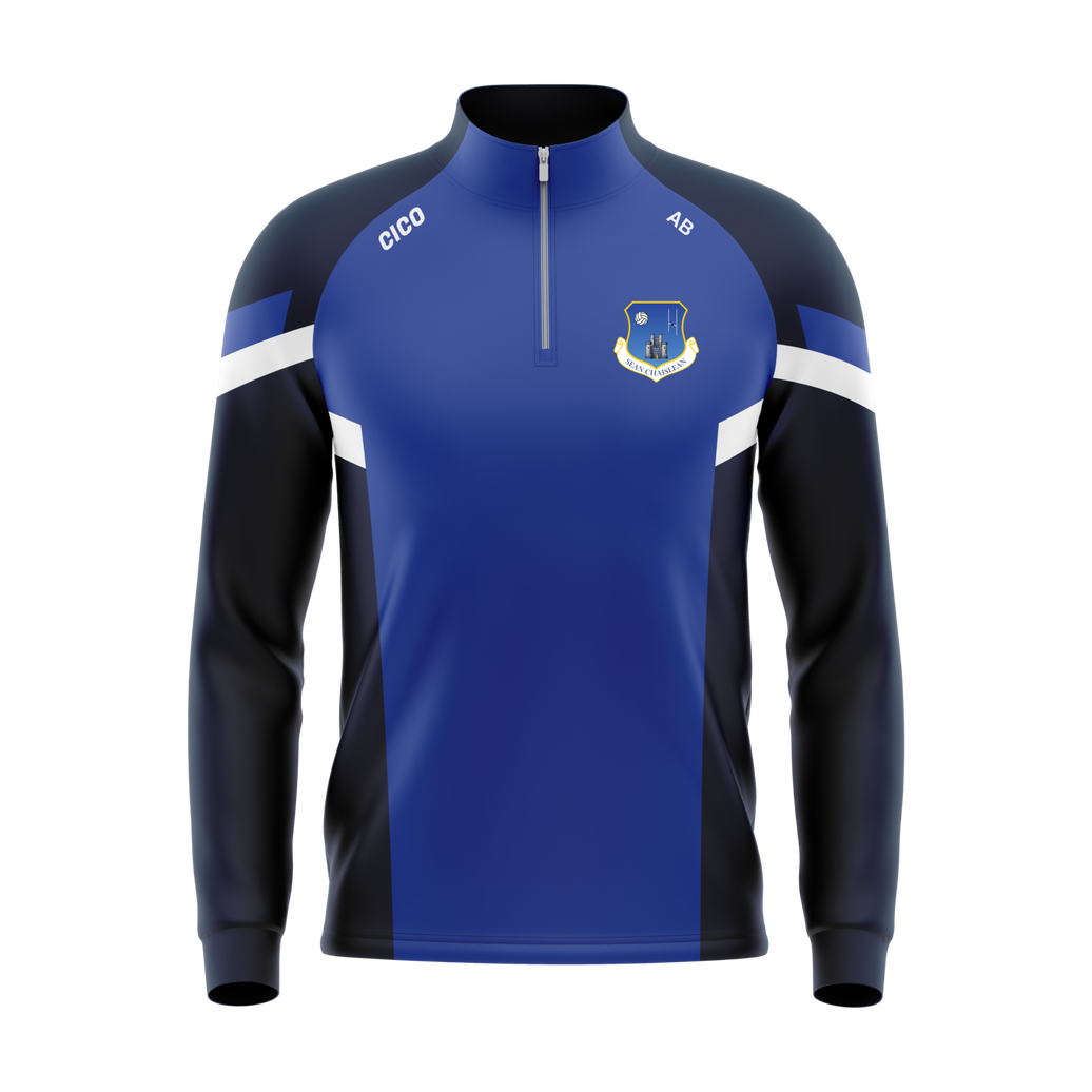 Oldcastle GAA & LGFA women's royal and navy half zip - front