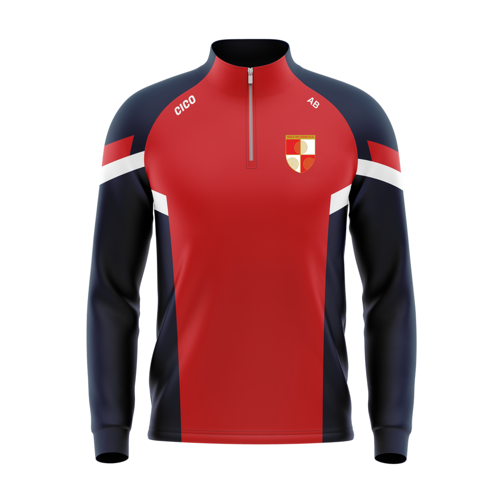Ballinlough GFC red and navy half zip with crest