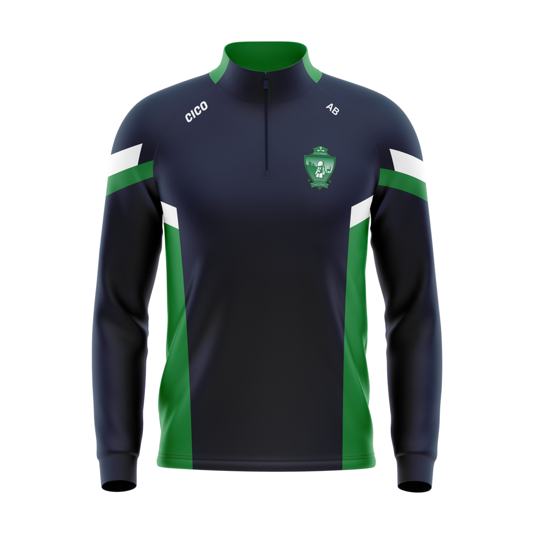 Moylagh GAA kid's navy and green half zip with club crest