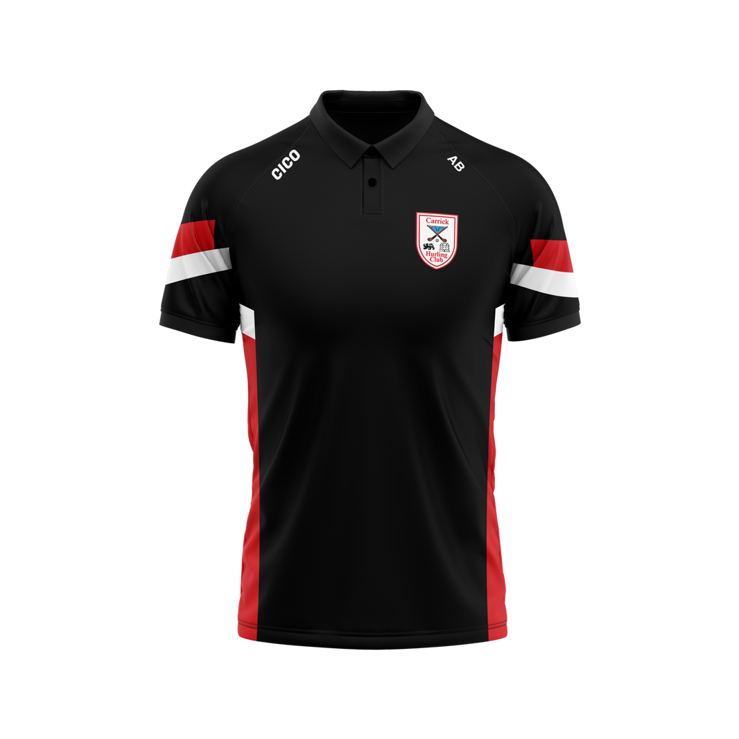 Carrick Hurling Club black and red polo shirt with club crest