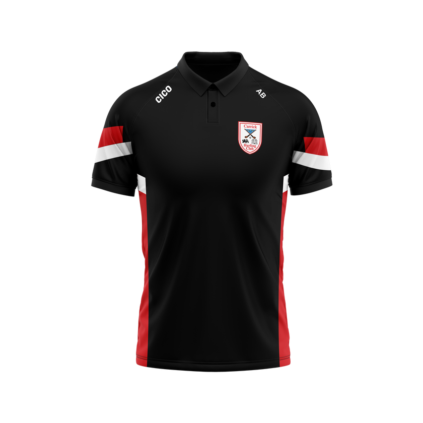 Carrick Hurling Club black and red polo shirt with club crest