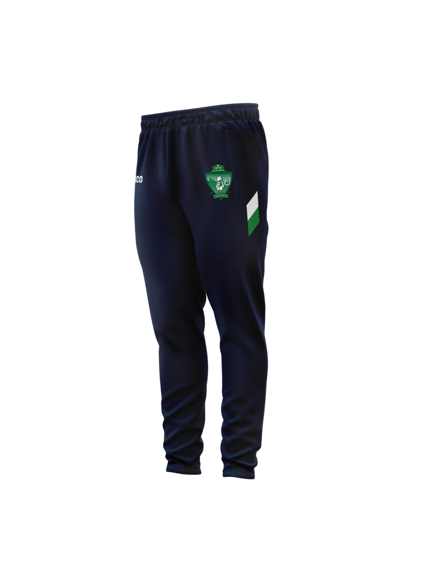 Moylagh GAA navy skinny track pants with green and white side panel and club crest