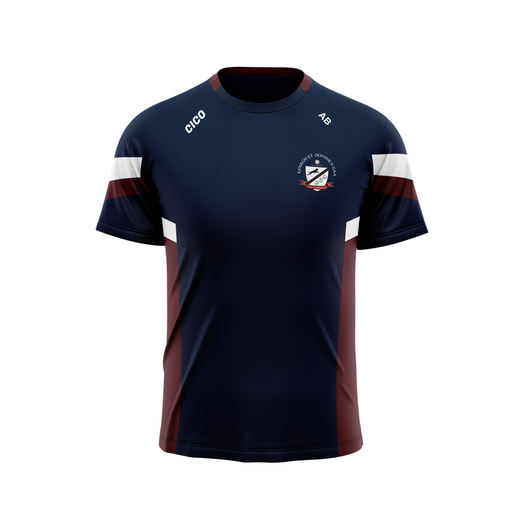 Kenagh St. Dominic's GAA kid's navy and maroon leisure t-shirt with club crest
