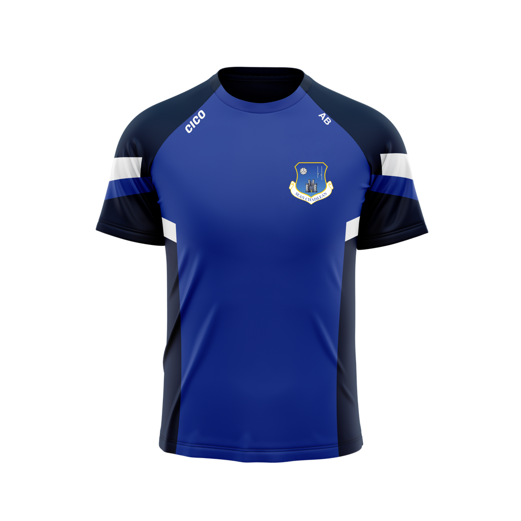 Oldcastle GAA & LGFA kid's royal and navy leisure t-shirt - front
