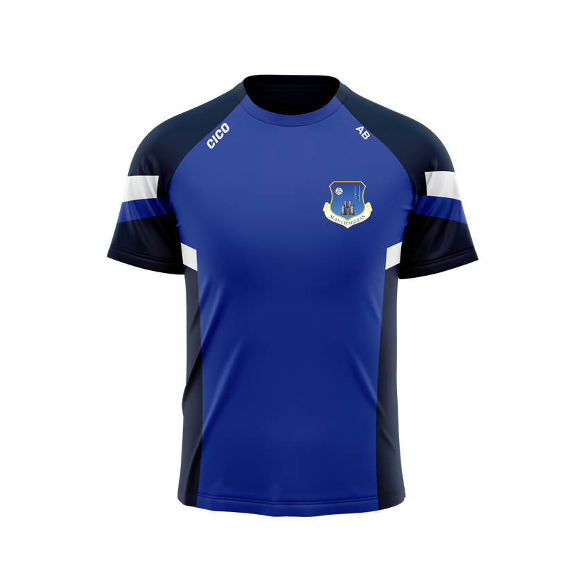 Oldcastle GAA & LGFA kid's royal and navy leisure t-shirt - front