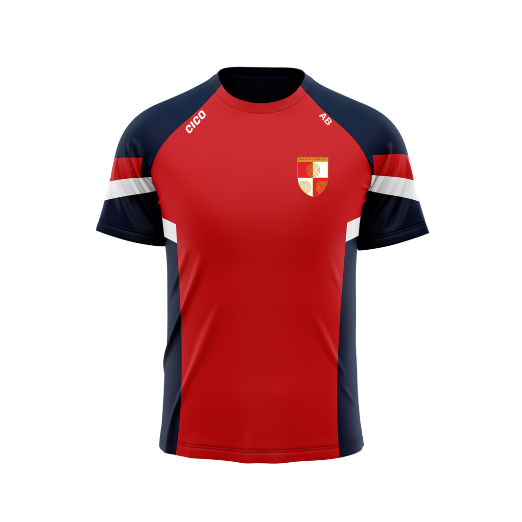 Ballinlough GFC red and navy leisure t-shirt with crest