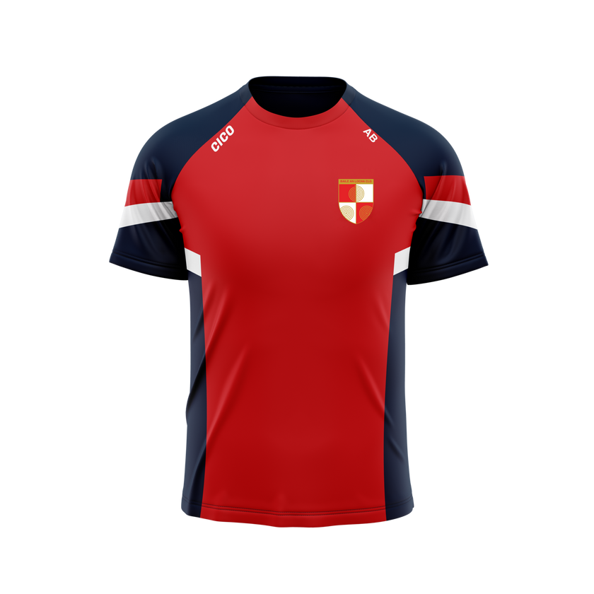 Ballinlough GFC red and navy leisure t-shirt with crest