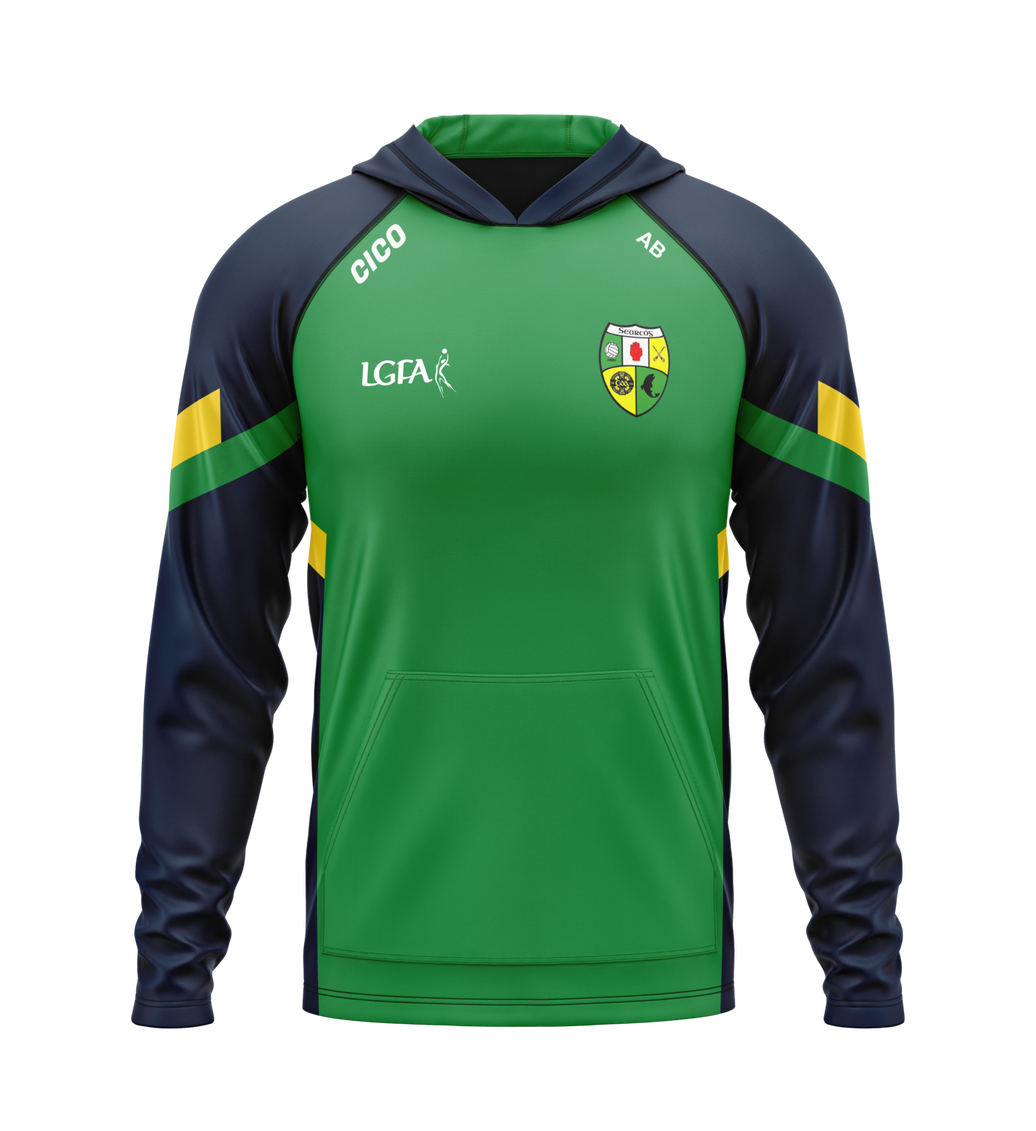 Shercock LGFA green and navy hoodie with LGFA logo and club crest - GAA clothing