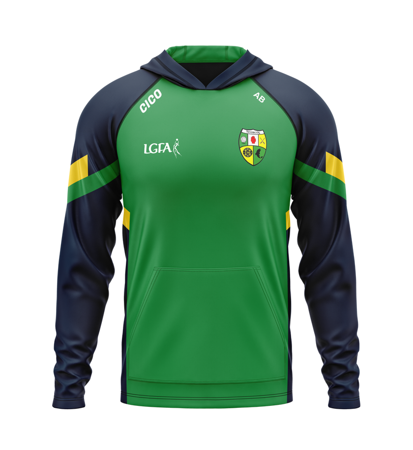 Shercock LGFA green and navy hoodie with LGFA logo and club crest - GAA clothing