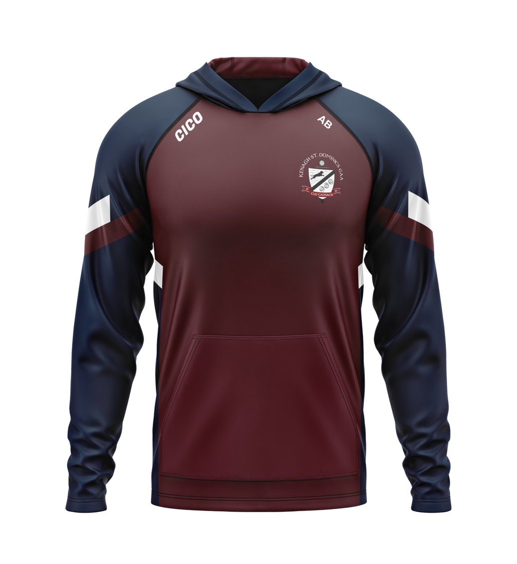 Kenagh St. Dominic's GAA navy and maroon hoodie with club crest - front - Cico Sports