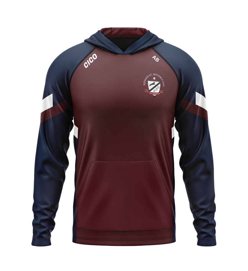 Kenagh St. Dominic's GAA navy and maroon hoodie with club crest - front - Cico Sports
