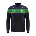 Shercock LGFA navy and green half zip with LGFA logo and club crest - GAA clothing