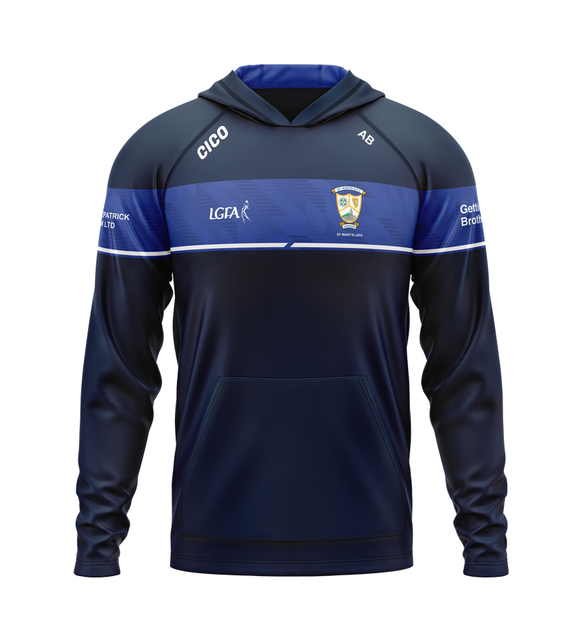 St Mary's LGFA Granard navy hoodie with royal blue chest band and club crest - LGFA club merchandise by Cico Sports