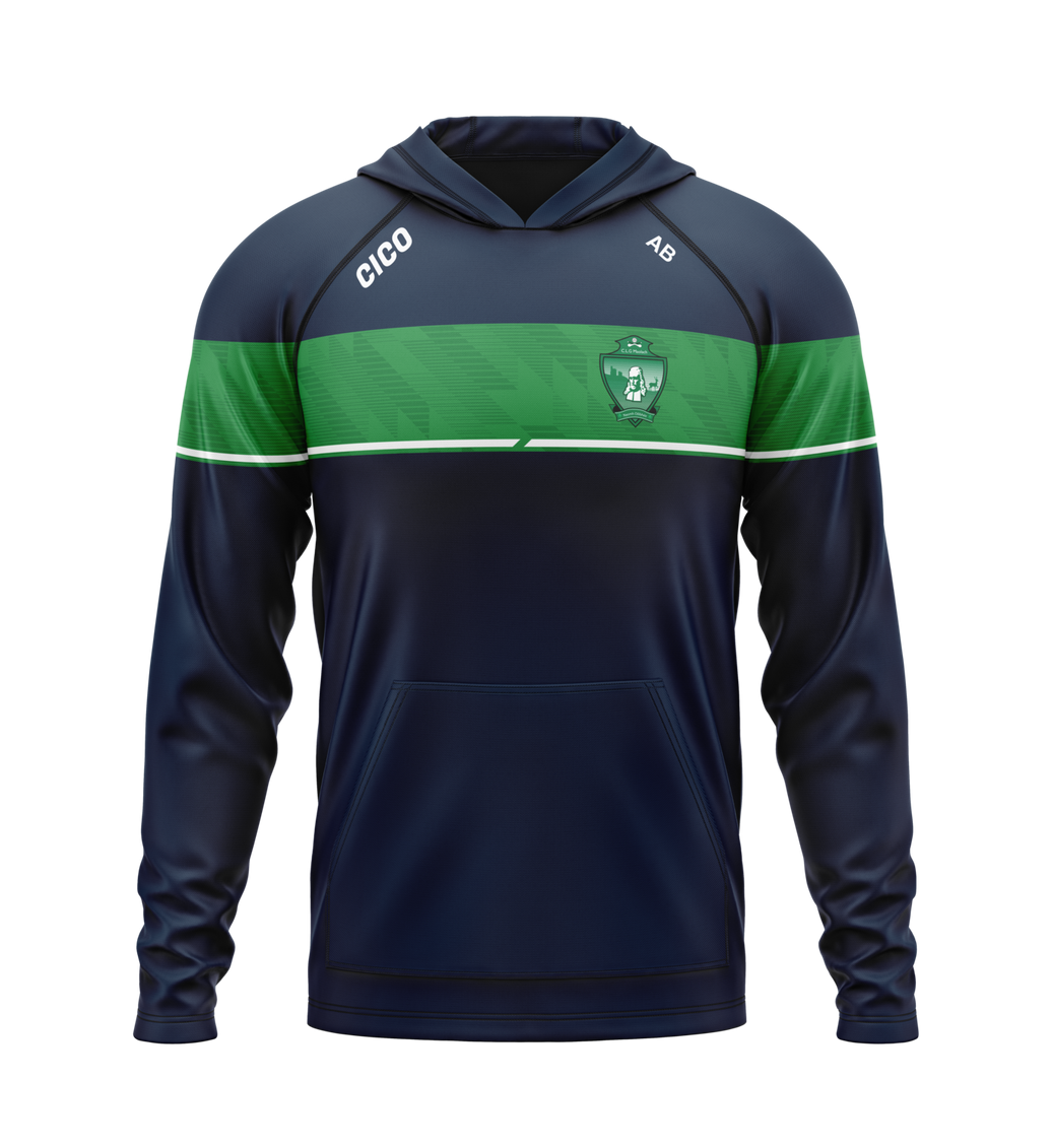 Moylagh GAA navy hoodie with green chest band and club crest