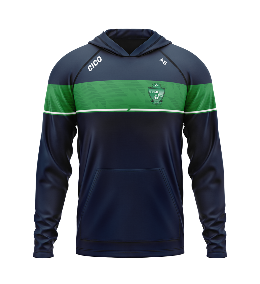 Moylagh GAA navy hoodie with green chest band and club crest