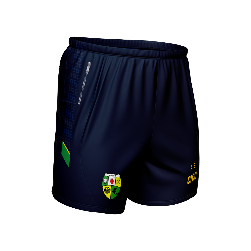 Shercock GAA & LGFA navy leisure shorts with zip pocket and club crest - club merchandise