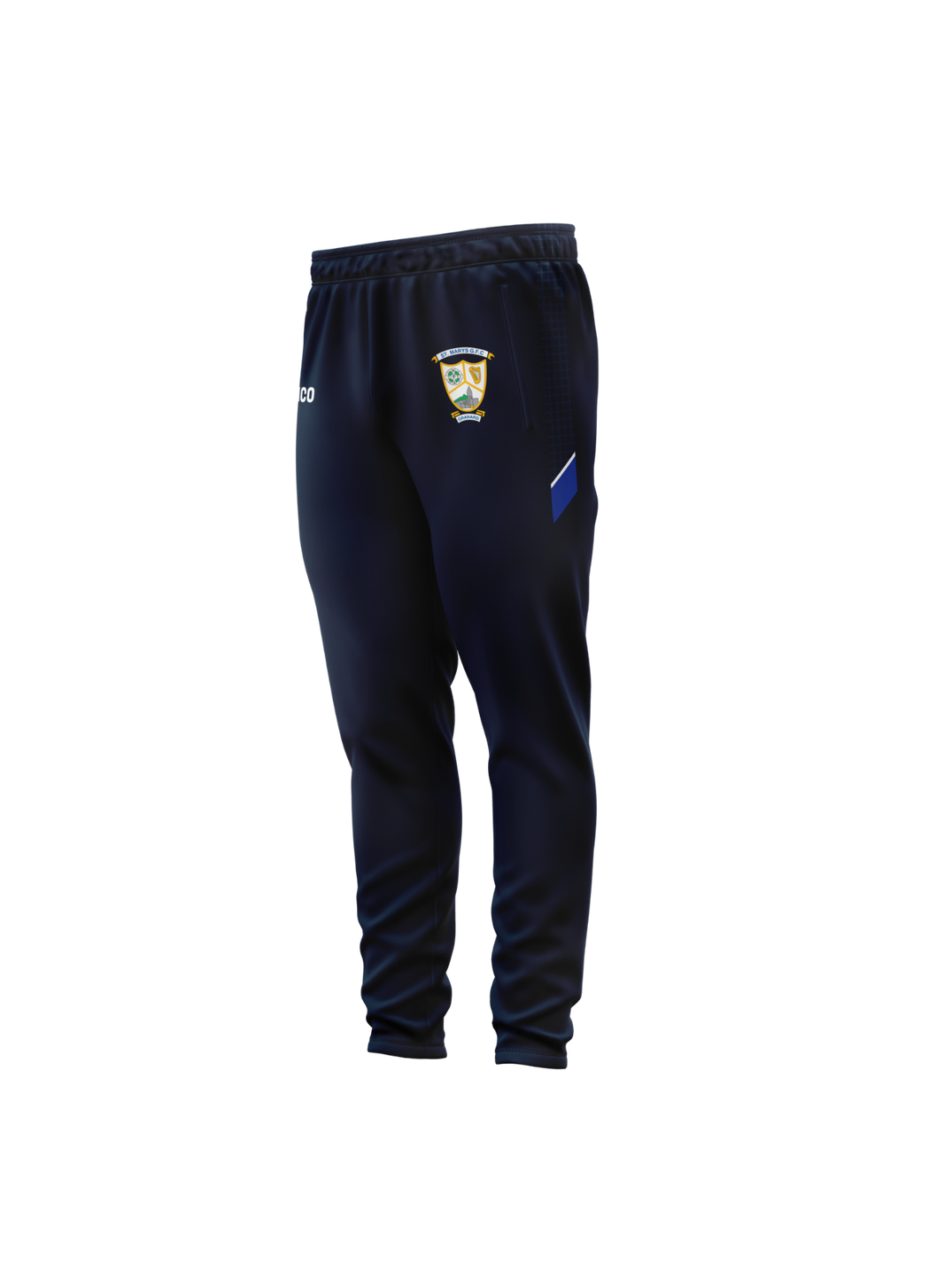 St Mary's Granard GFC navy skinnies with club crest and royal side detail - GAA training clothing by Cico Sports