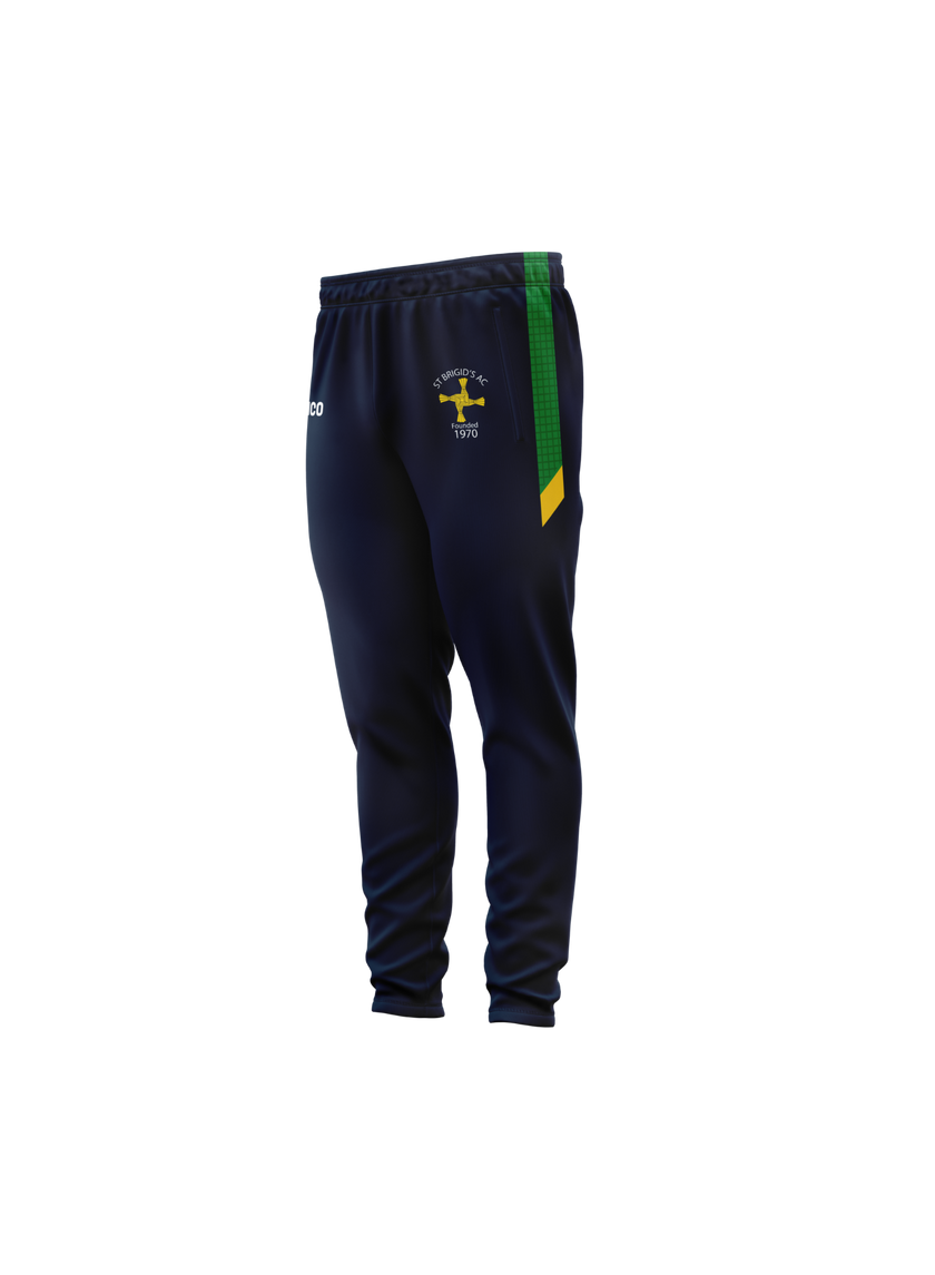 St Brigid's AC kid's navy skinnies with green and gold side panel and club crest - Cico Sports
