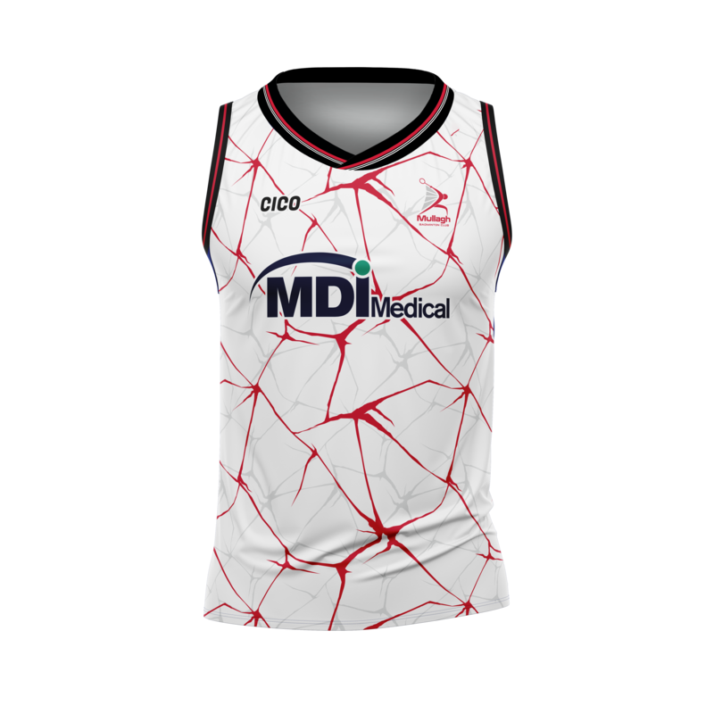 Mullagh Badminton White Sleeveless Jersey