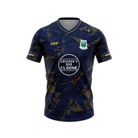 Cloone GAA navy and gold training jersey with Cloone crest and Creegan's Bar sponsor - GAA clothing by Cico Sports