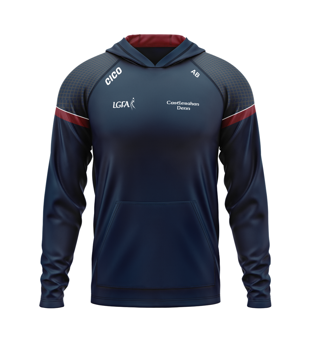 Castlerahan-Denn LGFA kid's navy hoodie with maroon trim - LGFA clothing