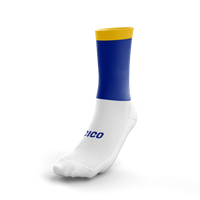 Currin GAA royal blue and dark gold crew socks with white foot - Cico Sports