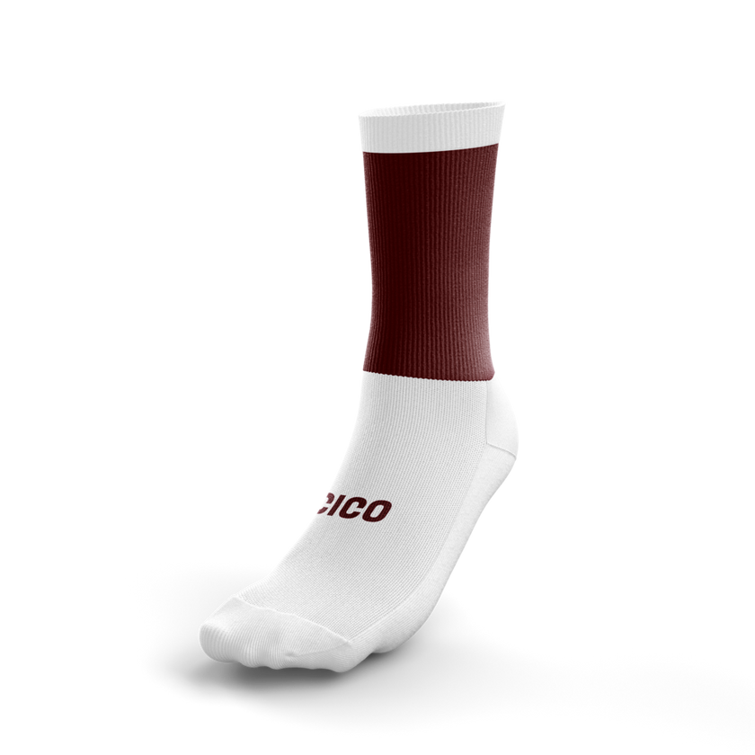 Kenagh St. Dominic's GAA white and maroon crew socks - Cico Sports