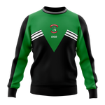 St Barrys GAA kid's black and emerald green crewneck with white chest stripes and club crest