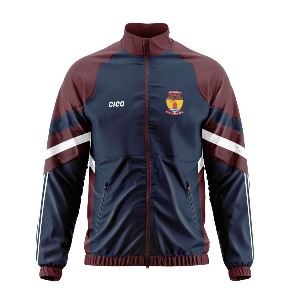 Belturbet Rory O'Moores GAA maroon and navy retro jacket with club crest - GAA clothing by Cico Sports