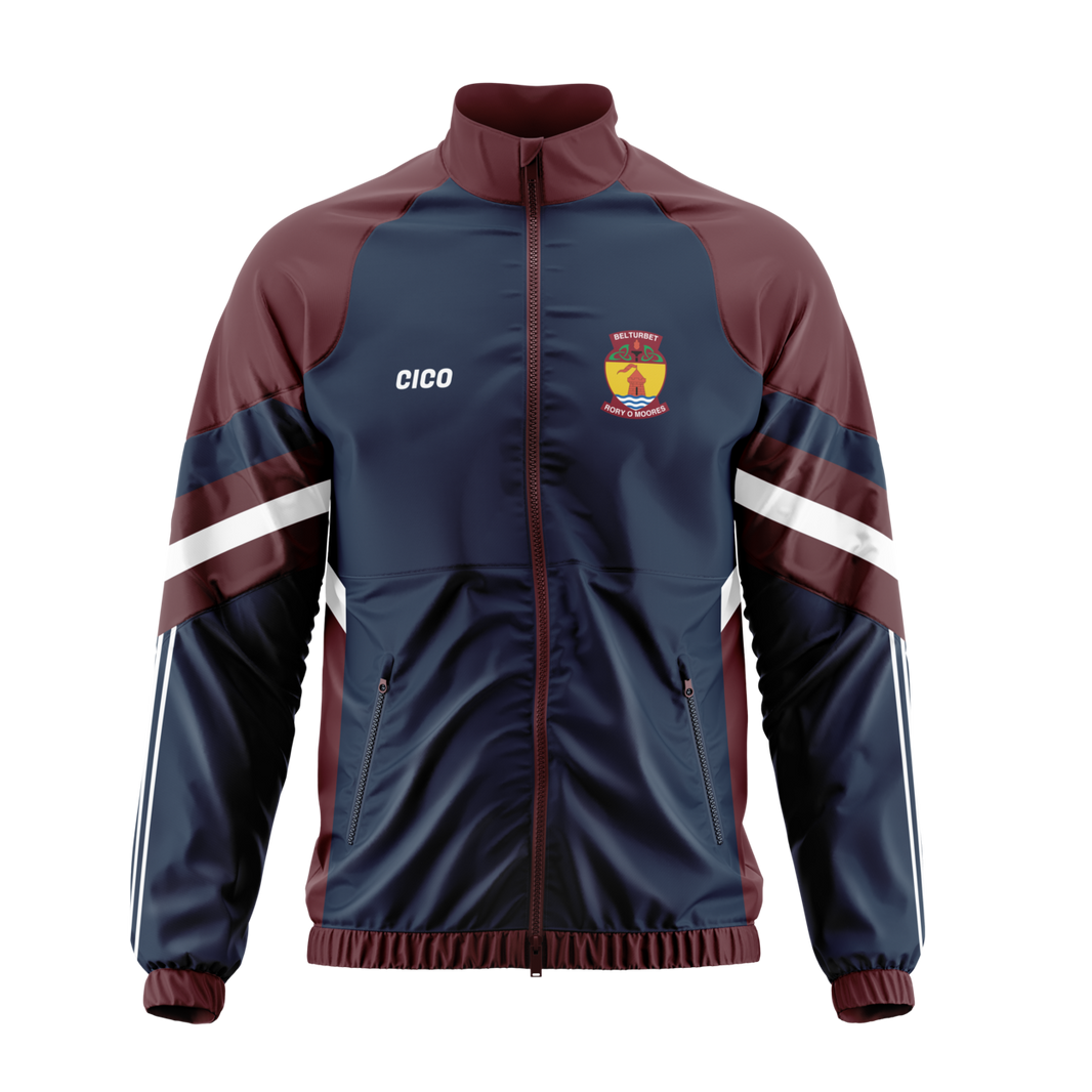 Belturbet Rory O'Moores GAA maroon and navy retro jacket with club crest - GAA clothing by Cico Sports