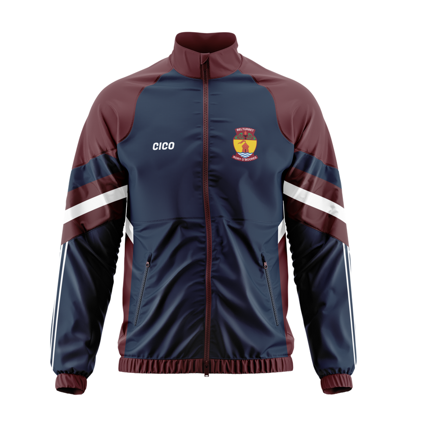 Belturbet Rory O'Moores GAA maroon and navy retro jacket with club crest - GAA clothing by Cico Sports
