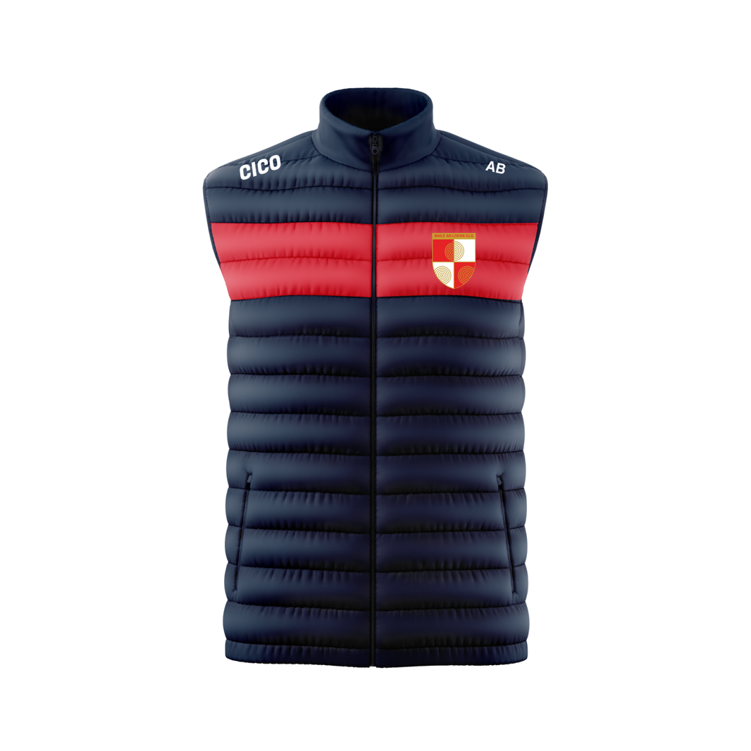 Ballinlough GFC navy and red padded gilet with crest