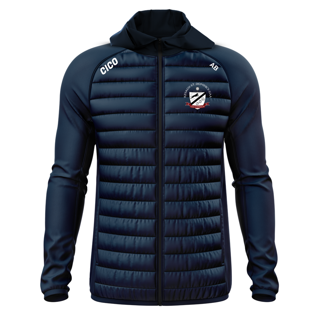 Kenagh St. Dominic's GAA navy hybrid jacket with hood and club crest - front - Cico Sports