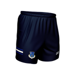 Oldcastle GAA & LGFA adult navy Gaelic football shorts with royal and white stripes