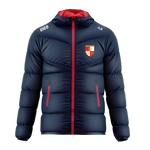 Ballinlough GFC navy puffer jacket with red zip and crest