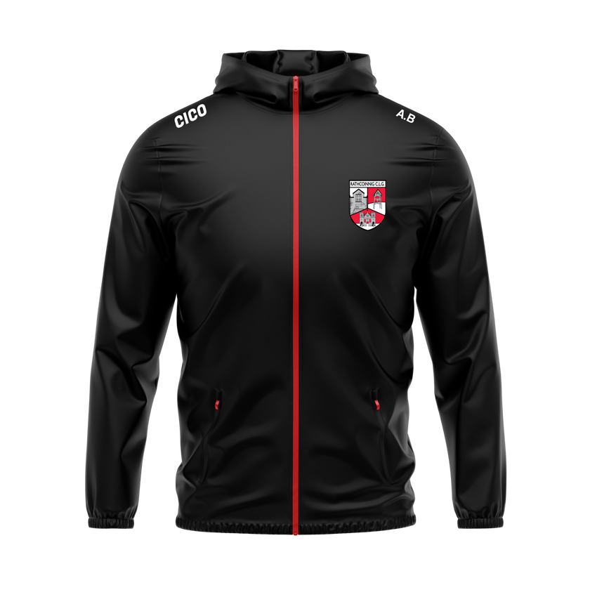 Rathkenny GAA & LGFA kid's black rain jacket with red zip and club crest - club merchandise